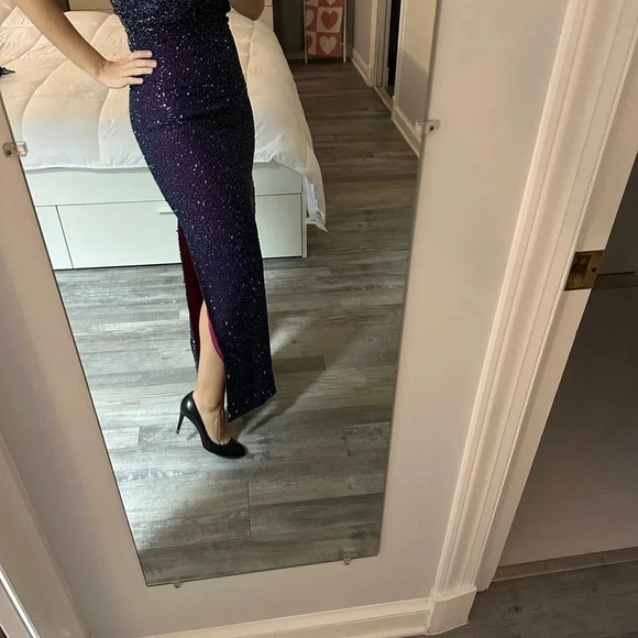 Cache Maxi Gown Dress 100% Silk Slip Beaded Pink Purple Formal 90s Y2K Small - Picture 11 of 17